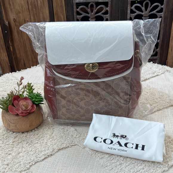 🍁NWT Coach Signature Parker Tan/Rust Backpack Rare Find! Gorgeous!! - Picture 14 of 14